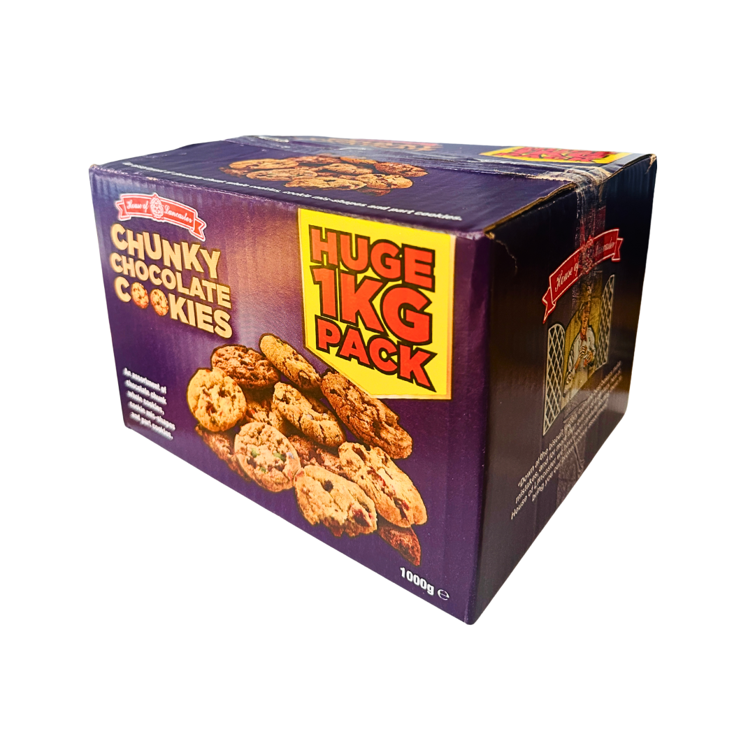 House of Lancaster Chunky Chocolate Cookies 1kg box - an assortment of white, milk chocolate chip and nut cookies