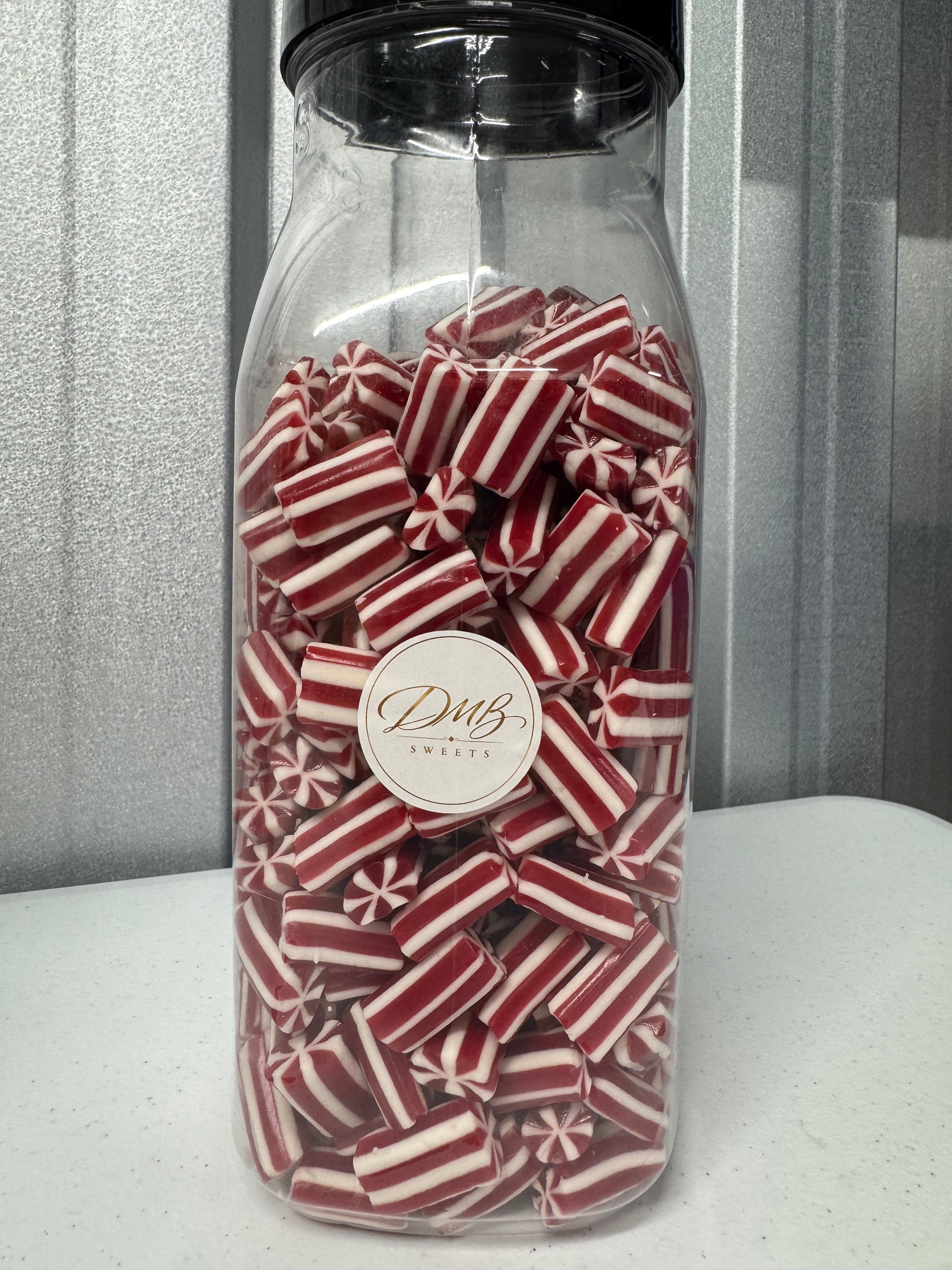 Mini Candy Canes in a DMB Sweets jar