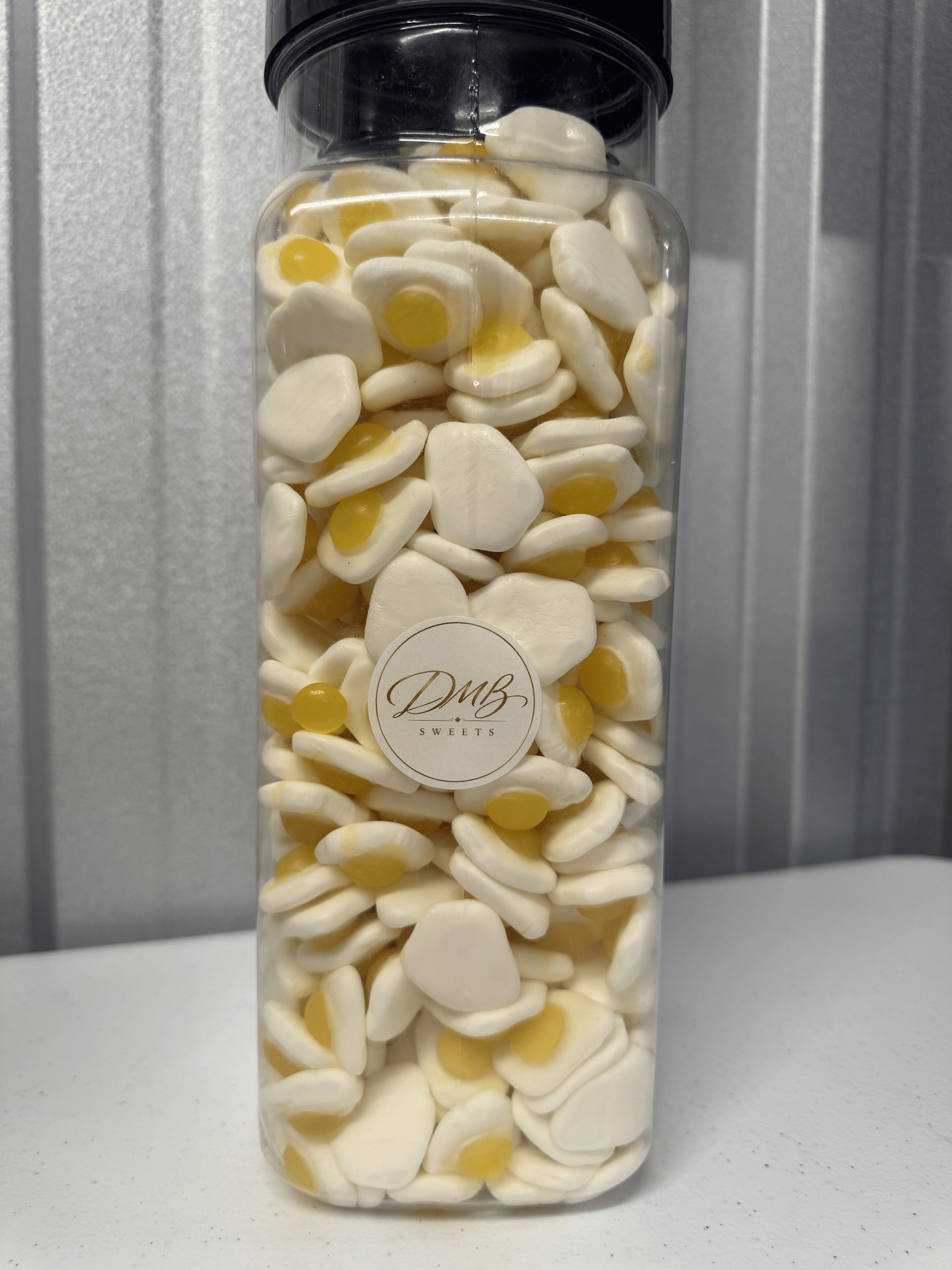 Haribo Fried Eggs gummy sweets in a DMB Sweets jar