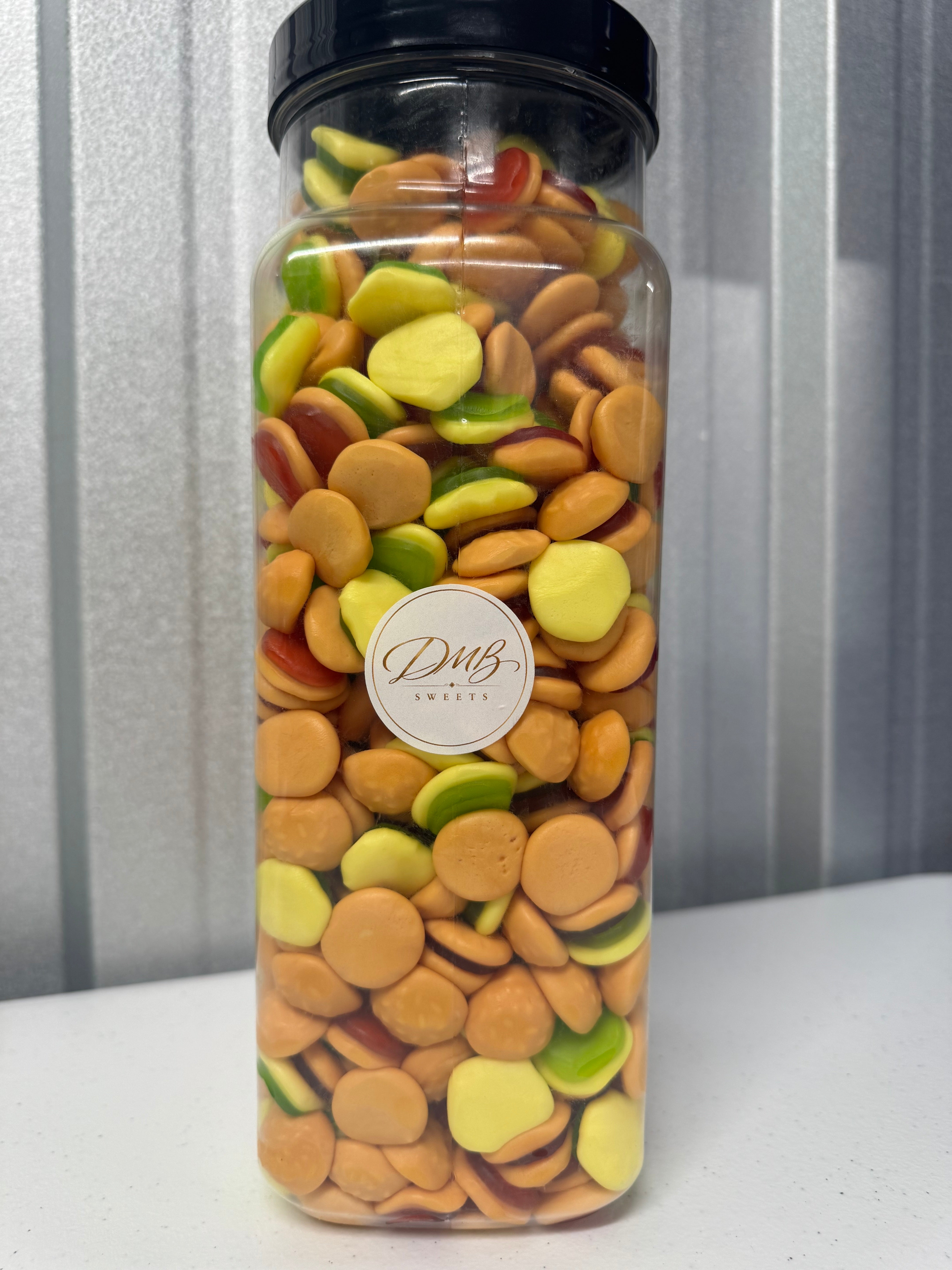 Fun Burgers gummy sweets in a DMB Sweets jar