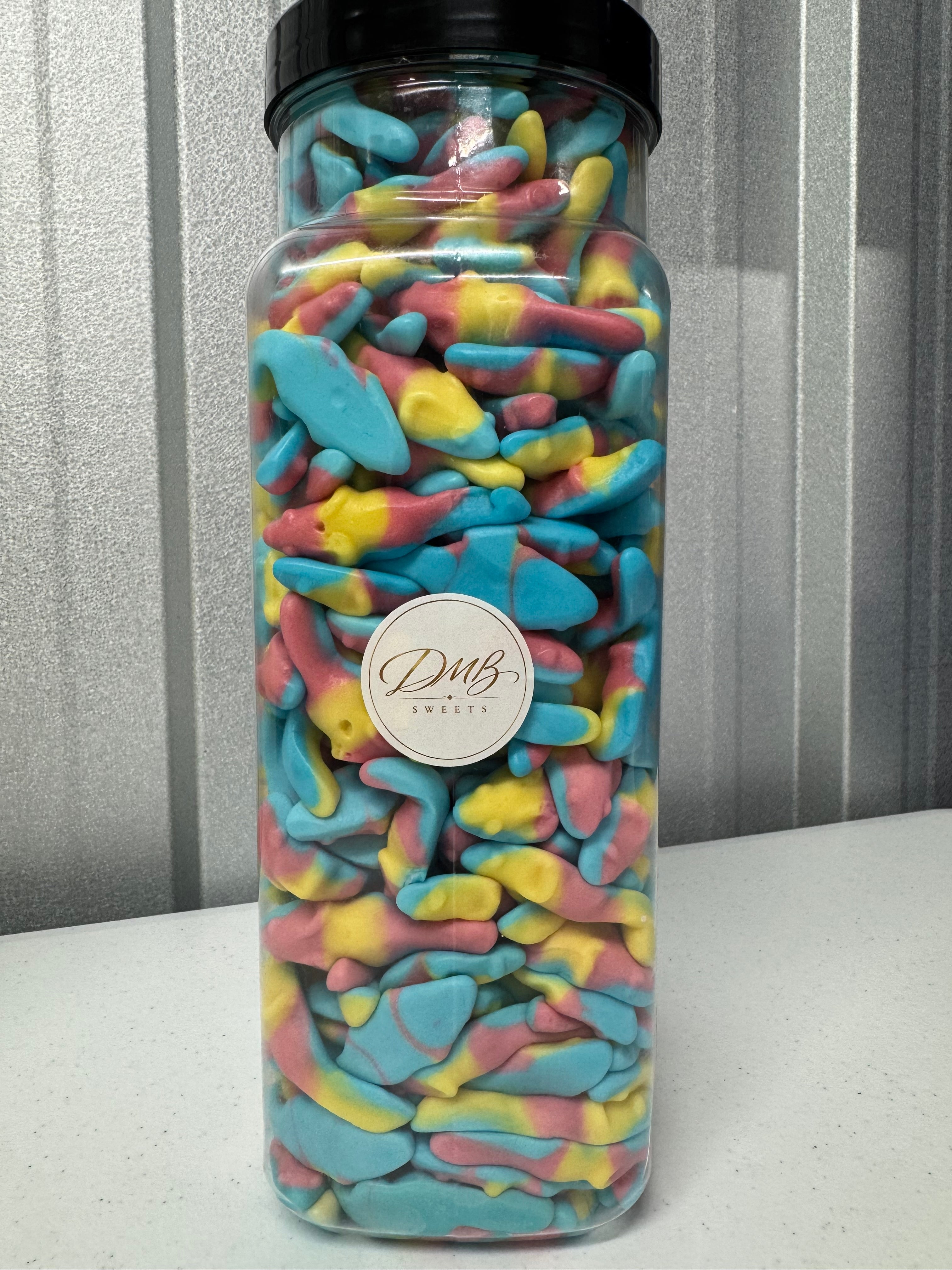 Psychedelic Mice foam sweets in a DMB Sweets jar