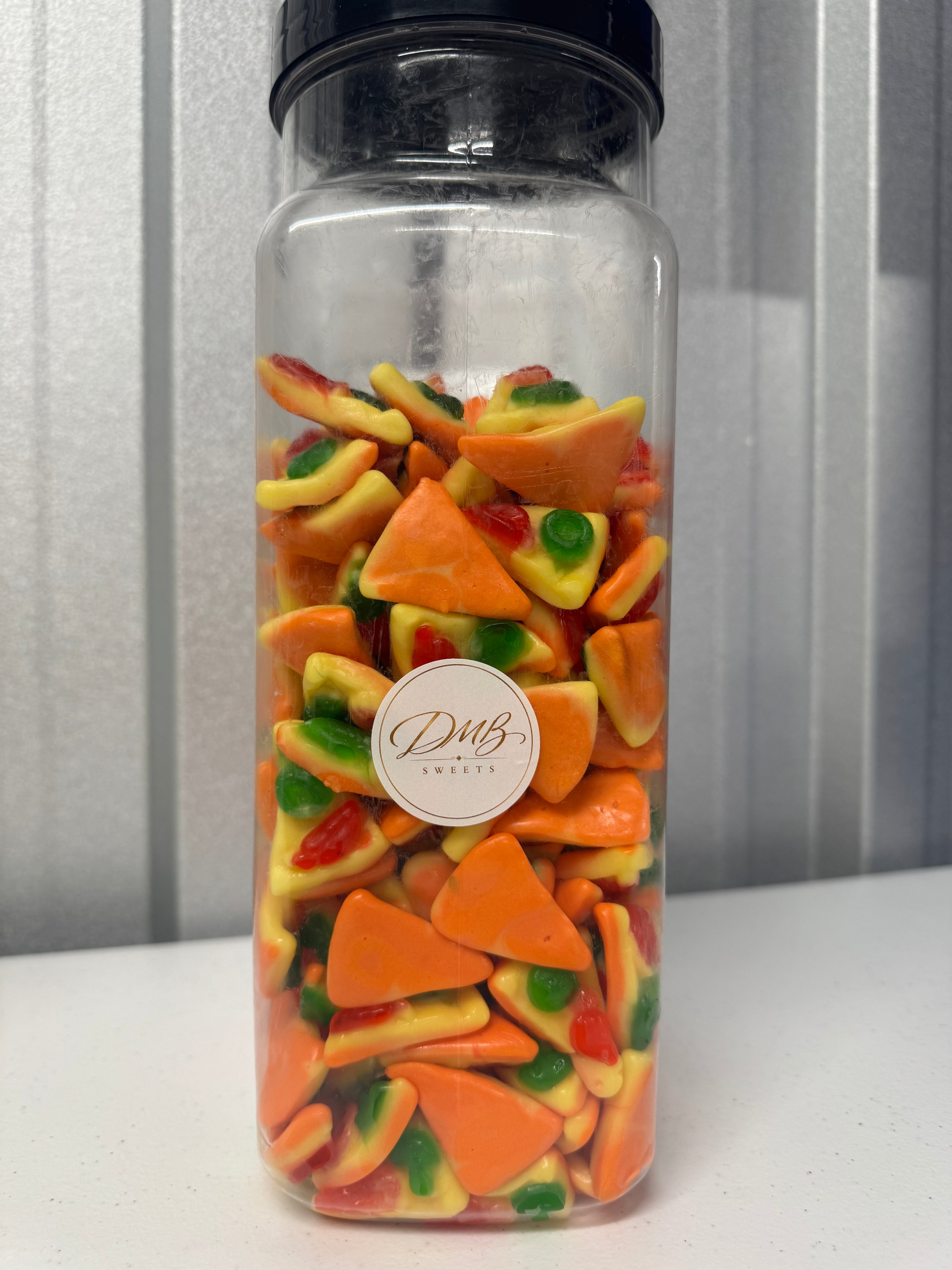 Gummy Pizza Slices sweets in a DMB Sweets jar