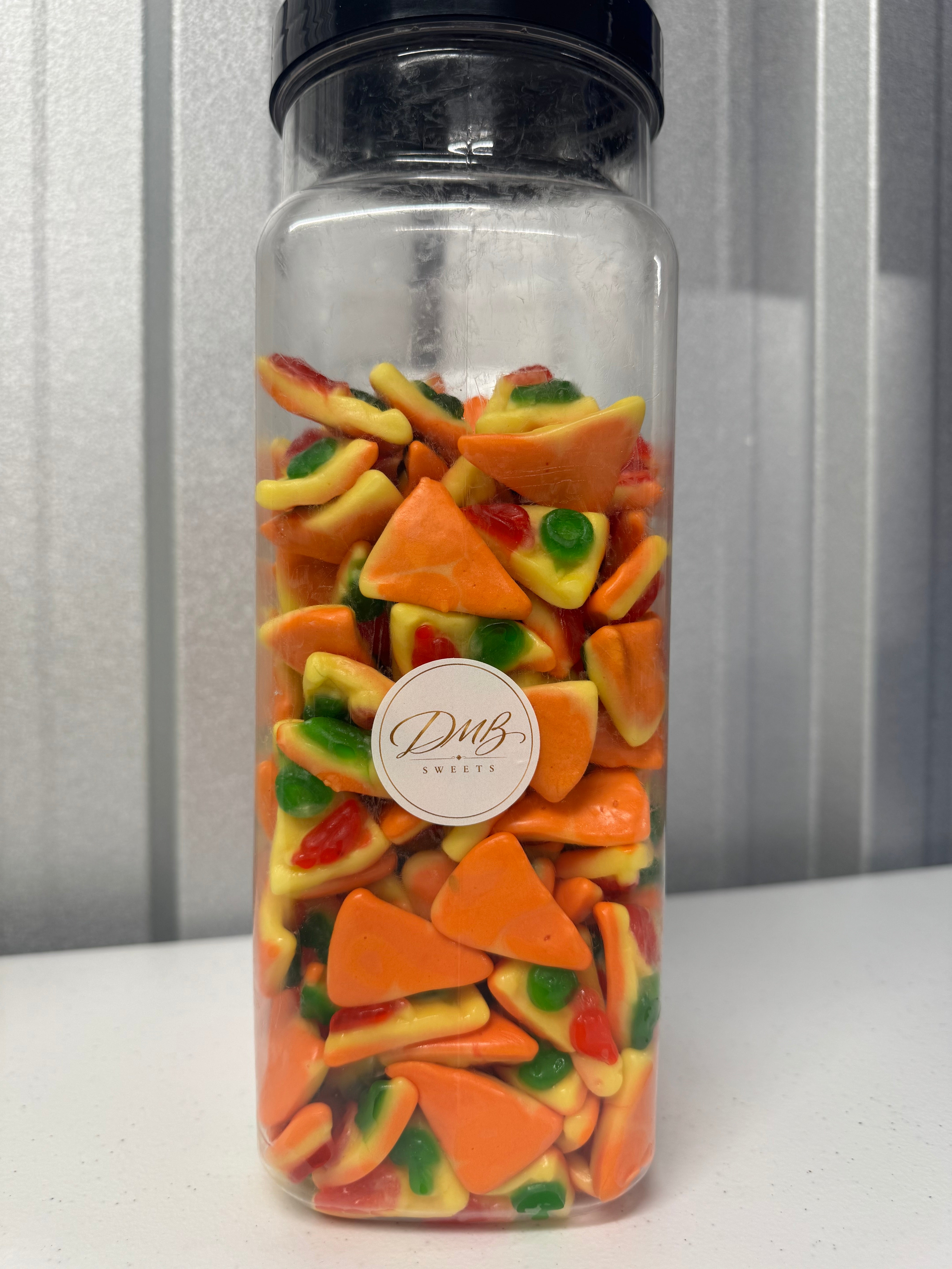 Gummy Pizza Slices sweets in a DMB Sweets jar