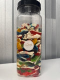 Multicolour Dolphins foam and jelly sweets in a DMB Sweets jar
