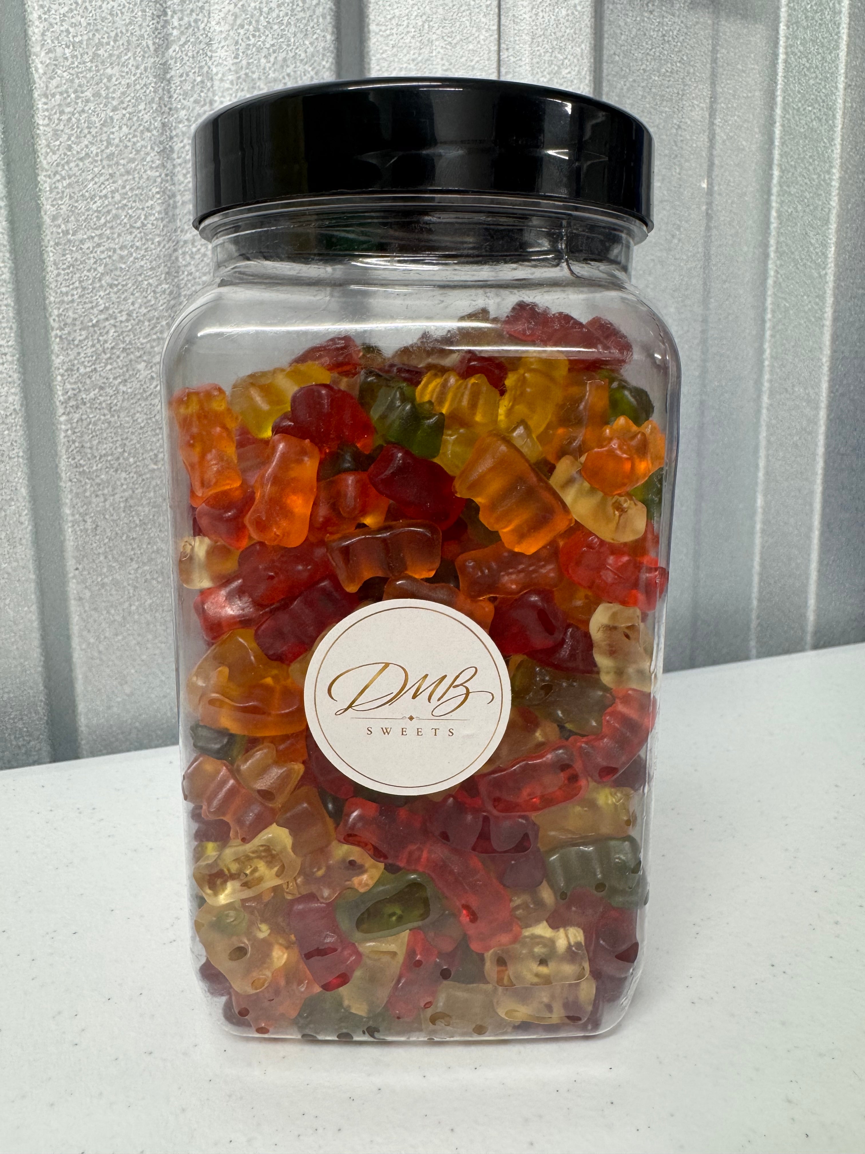 Haribo Gold Bears multicolour gummy bears in a DMB Sweets jar