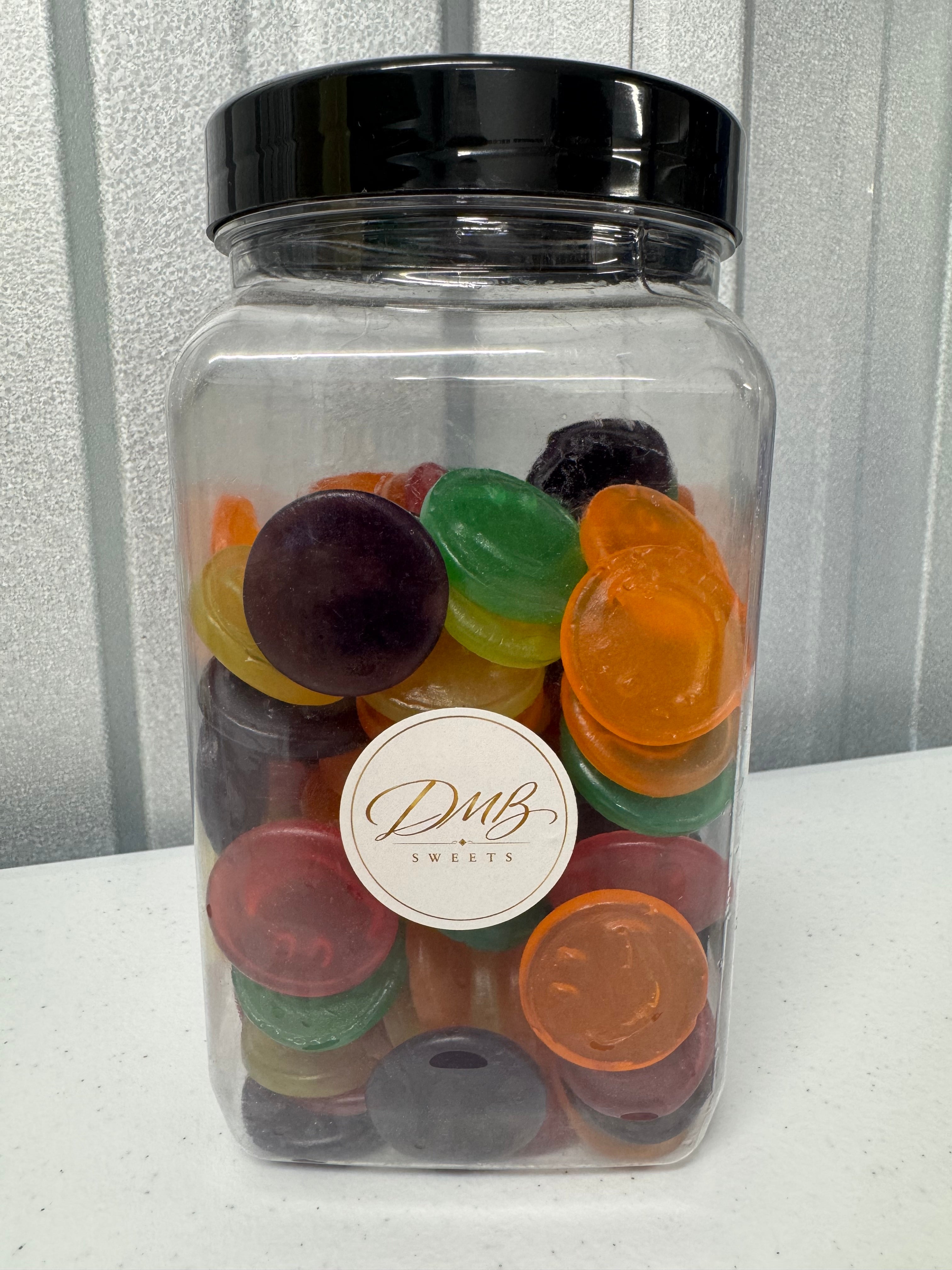 Smiley Faces colourful jelly sweets in a DMB Sweets jar