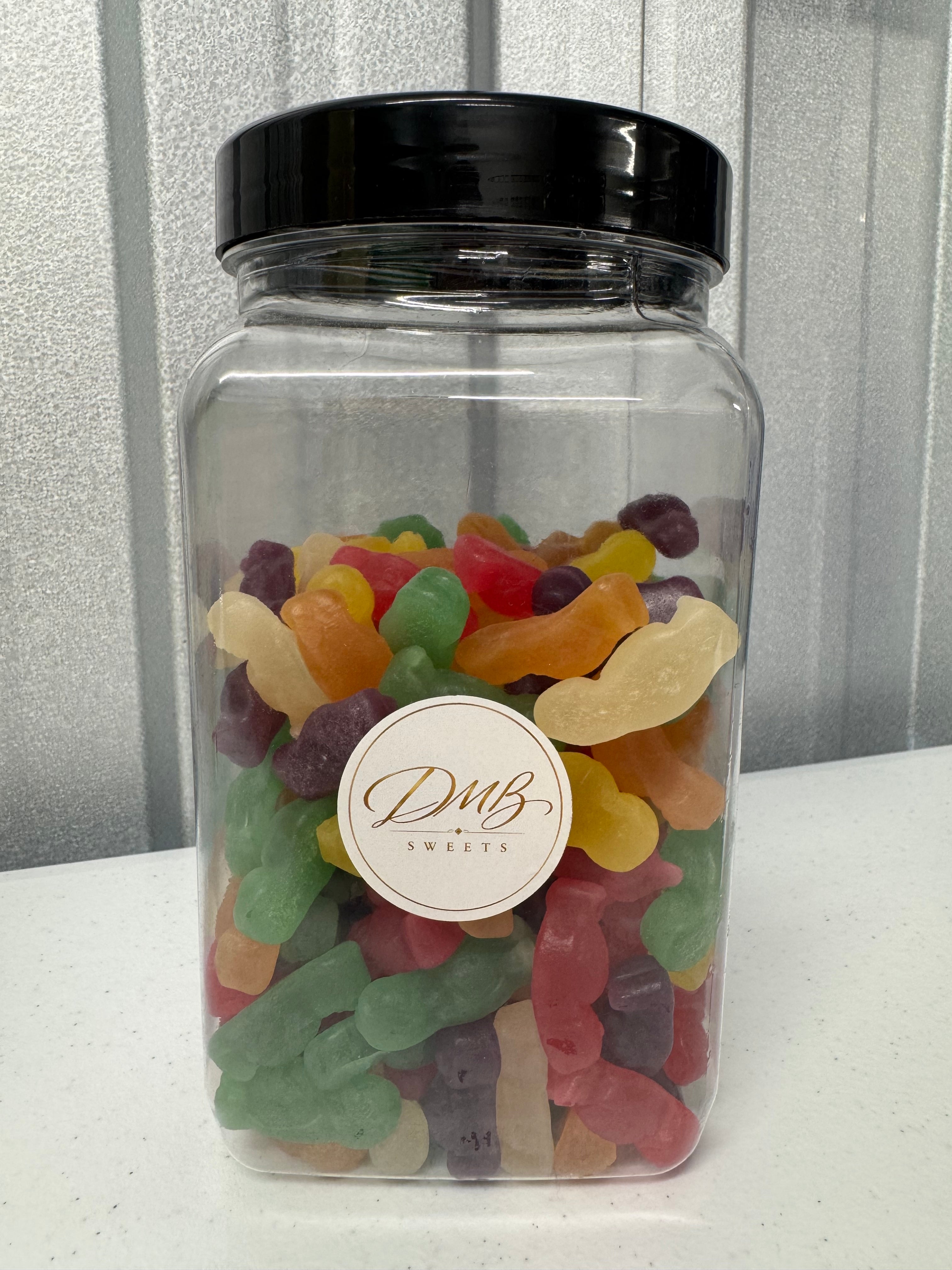 Haribo Mini Jelly Babies colourful sweets in a DMB Sweets jar