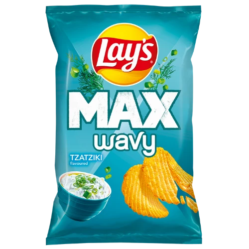 Lay's Max Wavy Tzatziki Crisps 120g bag