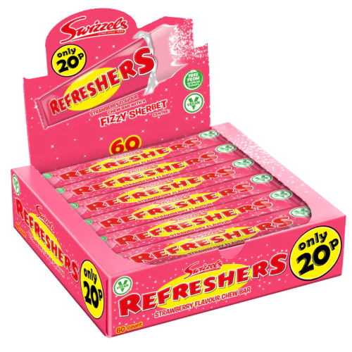 Swizzels Refreshers Strawberry Chew Bars (60x18g Full box)