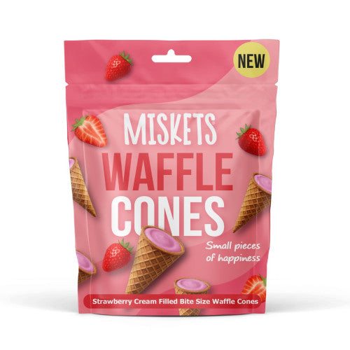 Miskets Strawberry Cream Filled Bite Size Waffle Cones 50g bag