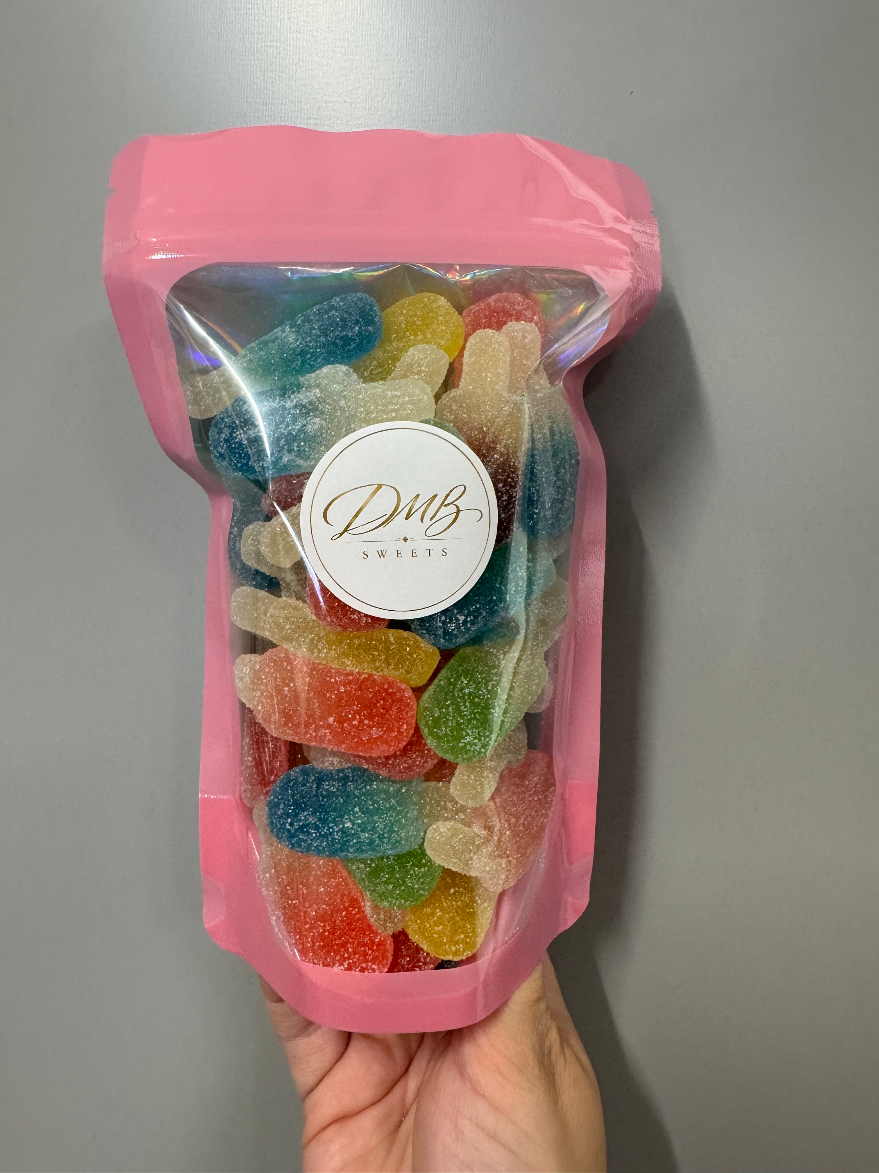 Fizzy Icelollies 300g in a DMB Sweets pink pouch