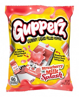 Gupperz Strawberry Milk Splash Gummy Liquid Filled Poppers 77g